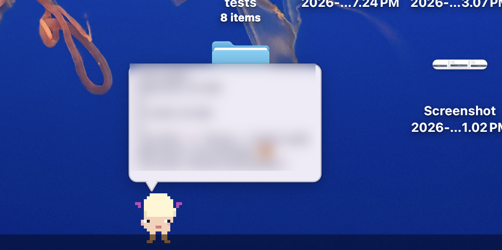 Woolly desktop pet showing calendar deadlines